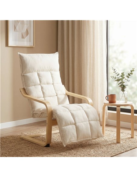 HOMCOM Modern Accent Chair, Leisure Lounge Chair Armchair with Footrest, Plush Cushion, Curved Legs and Arms, Cream White - pic 190652 | FastDaddyshop