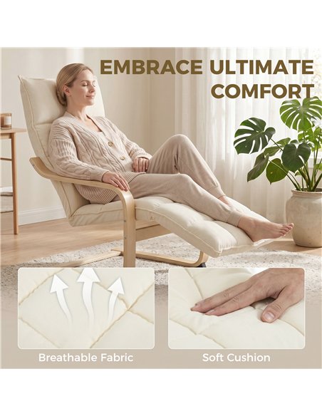 HOMCOM Modern Accent Chair, Leisure Lounge Chair Armchair with Footrest, Plush Cushion, Curved Legs and Arms, Cream White - pic 190654 | FastDaddyshop