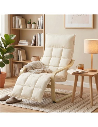 HOMCOM Modern Accent Chair, Leisure Lounge Chair Armchair with Footrest, Plush Cushion, Curved Legs and Arms, Cream White