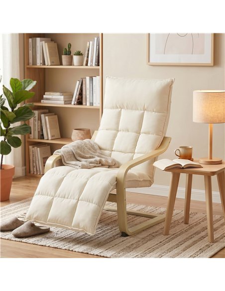HOMCOM Modern Accent Chair, Leisure Lounge Chair Armchair with Footrest, Plush Cushion, Curved Legs and Arms, Cream White - pic 190658 | FastDaddyshop