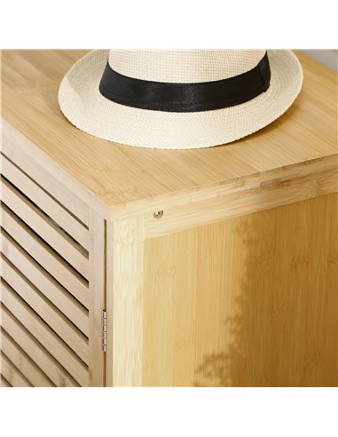 HOMCOM Rustic Shoe Cabinet, 3 Door Shoe Storage Cabinet with 8 Shelves, Natural Wood Finish