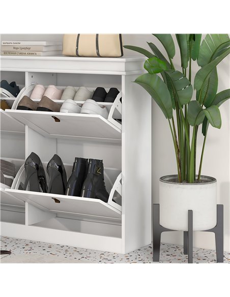 HOMCOM Slim Shoe Cabinet, Shoe Cabinet with 4 Drop-Down Drawers, 105W x 24D x 82.5H cm,  White - pic 190677 | FastDaddyshop