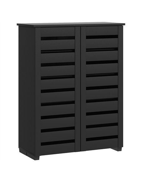 HOMCOM Narrow Shoe Cabinet for Entryway, 5-Tier Slim Shoe Storage Cabinet with 2 Slatted Doors and Adjustable Shelves - pic 190678 | FastDaddyshop