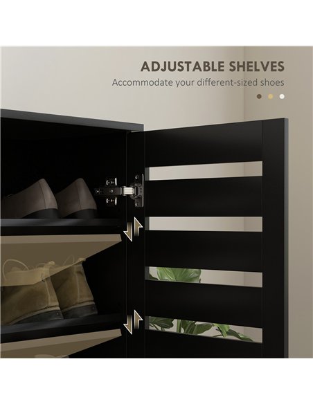 HOMCOM Narrow Shoe Cabinet for Entryway, 5-Tier Slim Shoe Storage Cabinet with 2 Slatted Doors and Adjustable Shelves - pic 190683 | FastDaddyshop