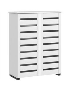 HOMCOM Narrow Shoe Cabinet for Entryway, 5-Tier Slim Shoe Storage Cabinet with 2 Slatted Doors and Adjustable Shelves