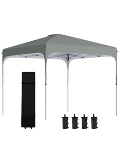 Outsunny 3x3M Pop Up Gazebo, with Carry Bag and 4 Leg Weight Bags, Dark Grey