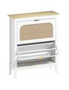 HOMCOM Narrow Shoe Cabinet, Boho Slim Shoe Storage Cabinet with 2 Flip Drawers, Holds 14 Pairs, White