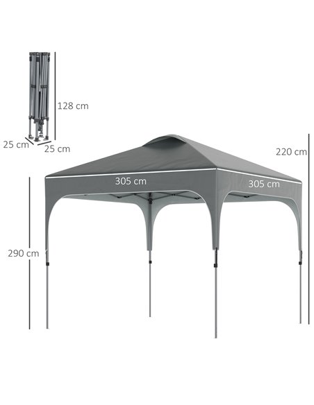 Outsunny 3x3M Pop Up Gazebo, with Carry Bag and 4 Leg Weight Bags, Dark Grey - pic 19071 | FastDaddyshop