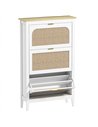 HOMCOM Narrow Shoe Cabinet, Boho Slim Shoe Storage Cabinet with 3 Flip Drawers, Holds 21 Pairs, White