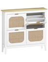 HOMCOM Narrow Shoe Cabinet, Boho Slim Shoe Storage Cabinet with 4 Flip Drawers, Holds 20 Pairs, White