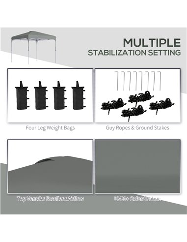 Outsunny 3x3M Pop Up Gazebo, with Carry Bag and 4 Leg Weight Bags, Dark Grey