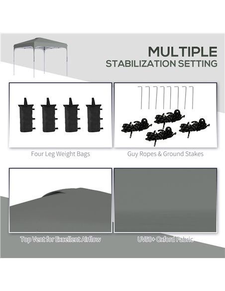 Outsunny 3x3M Pop Up Gazebo, with Carry Bag and 4 Leg Weight Bags, Dark Grey - pic 19075 | FastDaddyshop