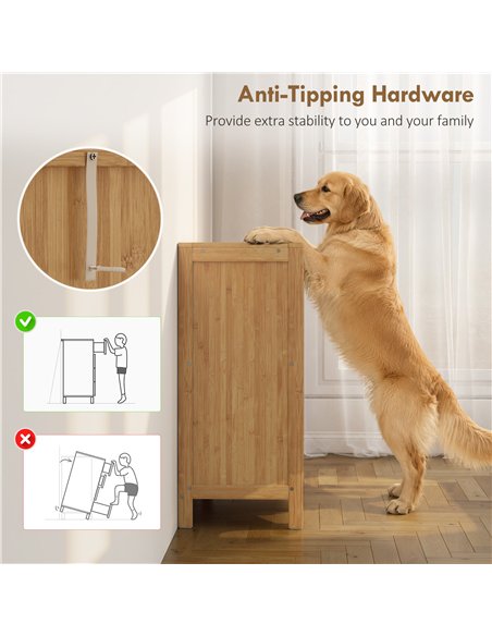 HOMCOM Bamboo Shoe Cabinet with 2 Sliding Slat Doors, 16Pairs, Adjustable Shelves, Natural - pic 190766 | FastDaddyshop