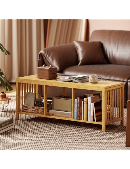 HOMCOM Bamboo Shoe Bench, Entryway Storage Bench with Padded Cushion and Open Shelf, Natural Wood Finish - pic 190776 | FastDaddyshop