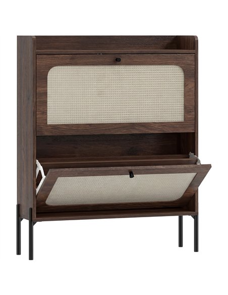 HOMCOM Shoe Cabinet with 2 Flip Drawers, Boho Narrow Shoe Storage Cabinet, Dark Brown - pic 190795 | FastDaddyshop