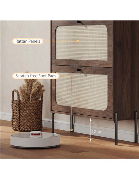 HOMCOM Shoe Cabinet with 2 Flip Drawers, Boho Narrow Shoe Storage Cabinet, Dark Brown - pic 190802 | FastDaddyshop