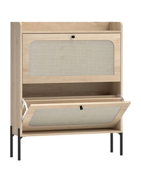 HOMCOM Shoe Cabinet with 2 Flip Drawers, Boho Narrow Shoe Storage Cabinet, Oak - pic 190804 | FastDaddyshop