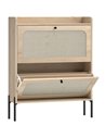 HOMCOM Shoe Cabinet with 2 Flip Drawers, Boho Narrow Shoe Storage Cabinet, Oak
