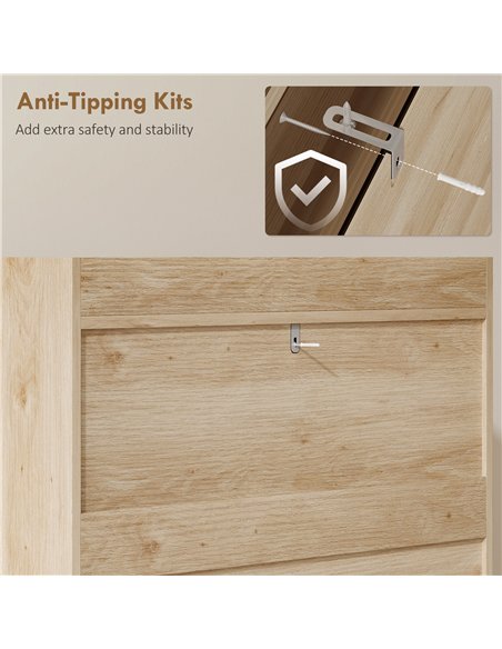 HOMCOM Shoe Cabinet with 2 Flip Drawers, Boho Narrow Shoe Storage Cabinet, Oak - pic 190812 | FastDaddyshop