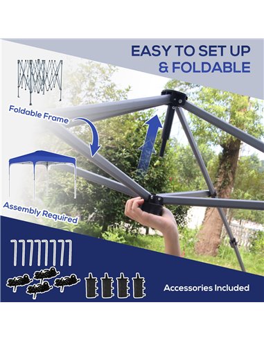 Outsunny 3x3M Pop Up Gazebo, with Carry Bag and 4 Leg Weight Bags, Blue