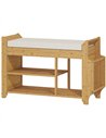 HOMCOM Shoe Bench 2-Tier Boot Section Entryway Storage Bench Cushioned Seat 80 x 30 x 50 cm Natural and Cream