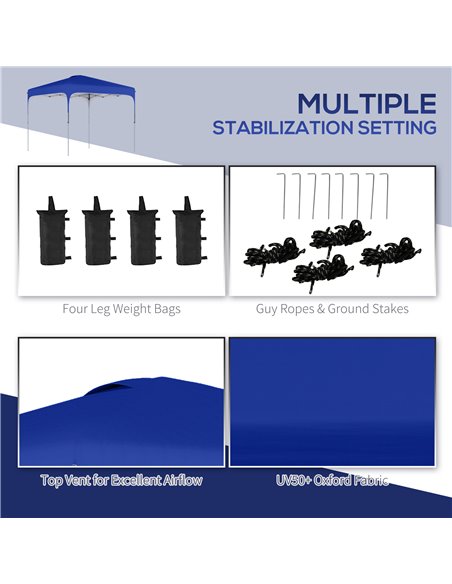 Outsunny 3x3M Pop Up Gazebo, with Carry Bag and 4 Leg Weight Bags, Blue - pic 19084 | FastDaddyshop