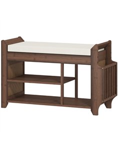 HOMCOM Shoe Bench 2-Tier Boot Section Entryway Storage Bench Cushioned Seat 80 x 30 x 50 cm Dark Brown and Cream