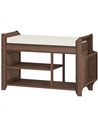 HOMCOM Shoe Bench 2-Tier Boot Section Entryway Storage Bench Cushioned Seat 80 x 30 x 50 cm Dark Brown and Cream