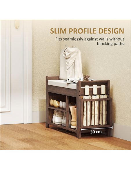 HOMCOM Shoe Bench 2-Tier Boot Section Entryway Storage Bench Cushioned Seat 80 x 30 x 50 cm Dark Brown and Cream - pic 190846 | FastDaddyshop