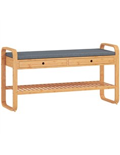 HOMCOM Shoe Bench with 2 Drawers Cushioned Seat Shoe Storage Bench for Hallway 105 cm Natural and Grey