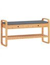 HOMCOM Shoe Bench with 2 Drawers Cushioned Seat Shoe Storage Bench for Hallway 105 cm Natural and Grey