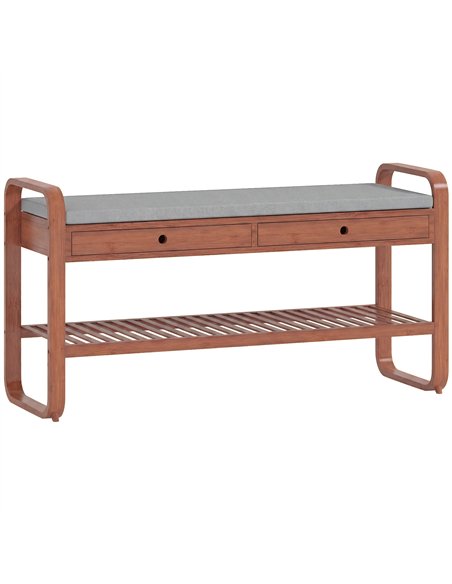 HOMCOM Shoe Bench with 2 Drawers Cushioned Seat Shoe Storage Bench for Hallway 105 cm Dark Brown and Grey - pic 190858 | FastDaddyshop