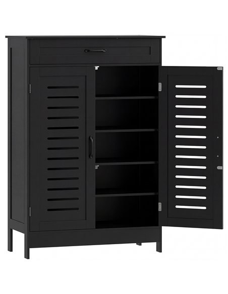 HOMCOM Shoe Cabinet with Louvered Doors, Modern Shoe Storage Cabinet with Drawer and Adjustable Shelves, Black - pic 190867 | FastDaddyshop