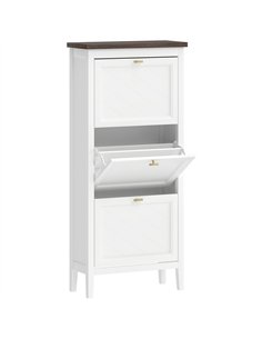 HOMCOM Shoe Cabinet with 3 Flip Drawers, Farmhouse Narrow Shoe Storage Cabinet with Adjustable Shelves, White