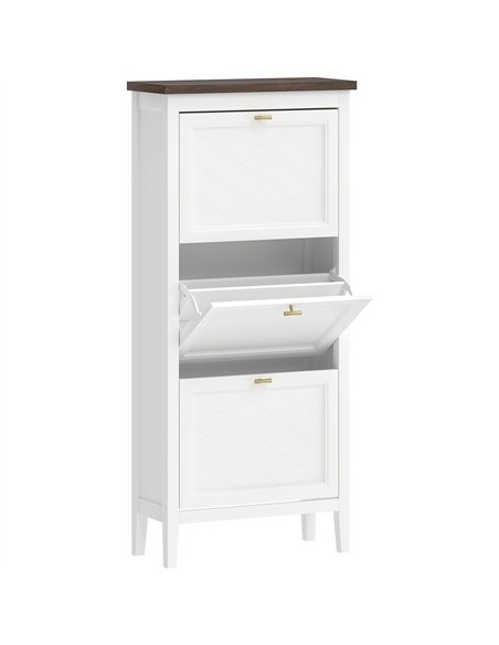 HOMCOM Shoe Cabinet with 3 Flip Drawers, Farmhouse Narrow Shoe Storage Cabinet with Adjustable Shelves, White - pic 190876 | FastDaddyshop