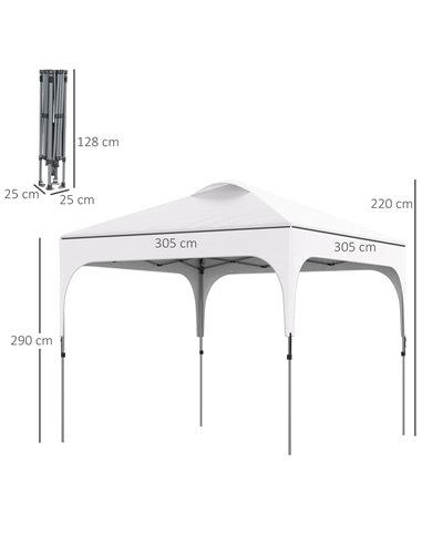 Outsunny 3x3M Pop Up Gazebo, with Carry Bag and 4 Leg Weight Bags, White