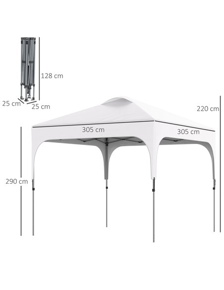Outsunny 3x3M Pop Up Gazebo, with Carry Bag and 4 Leg Weight Bags, White - pic 19089 | FastDaddyshop
