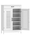 HOMCOM Shoe Cabinet with Louvered Doors, Modern Shoe Storage Cabinet with Drawer and Adjustable Shelves, White
