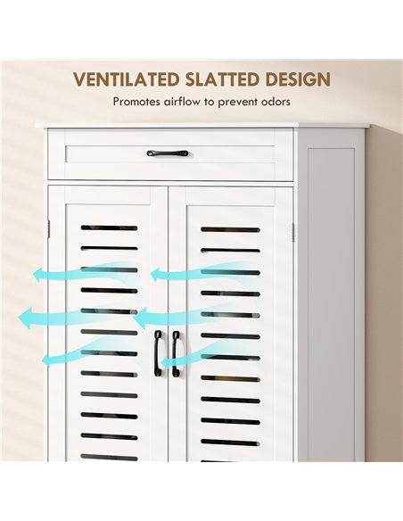 HOMCOM Shoe Cabinet with Louvered Doors, Modern Shoe Storage Cabinet with Drawer and Adjustable Shelves, White - pic 190926 | FastDaddyshop