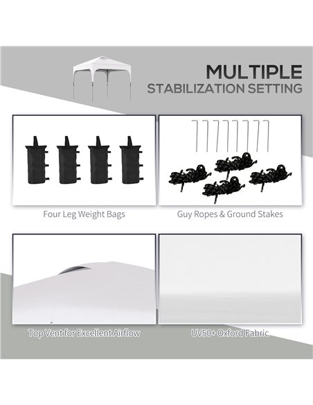 Outsunny 3x3M Pop Up Gazebo, with Carry Bag and 4 Leg Weight Bags, White - pic 19093 | FastDaddyshop