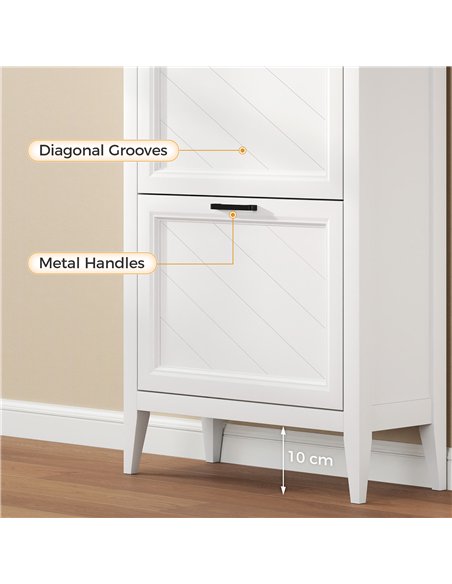 HOMCOM Shoe Cabinet with 2 Flip Drawers, Farmhouse Narrow Shoe Storage Cabinet with Adjustable Shelves, White - pic 190937 | FastDaddyshop