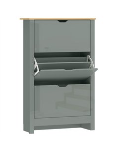 HOMCOM Slim Shoe Cabinet, Narrow Shoe Cupboard with 3 Flip Drawers, Adjustable Shelves for 18 Pairs of Shoes, Light Grey