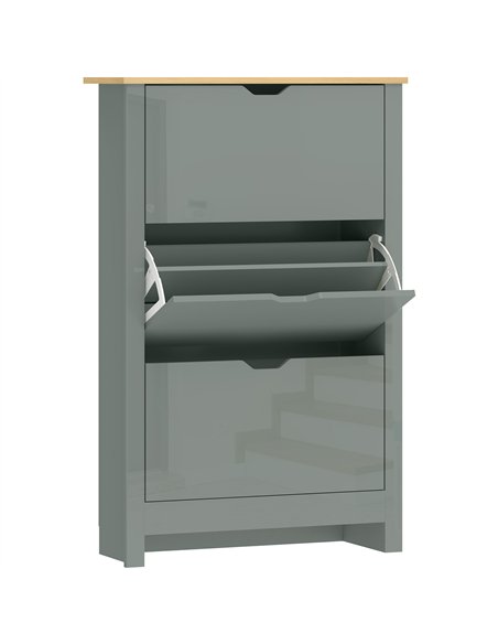HOMCOM Slim Shoe Cabinet, Narrow Shoe Cupboard with 3 Flip Drawers, Adjustable Shelves for 18 Pairs of Shoes, Light Grey - pic 190939 | FastDaddyshop