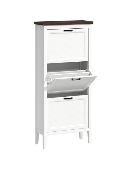 HOMCOM Shoe Cabinet with 3 Flip Drawers, Farmhouse Narrow Shoe Storage Cabinet with Adjustable Shelves, White - pic 190948 | FastDaddyshop