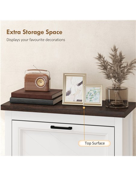 HOMCOM Shoe Cabinet with 3 Flip Drawers, Farmhouse Narrow Shoe Storage Cabinet with Adjustable Shelves, White - pic 190954 | FastDaddyshop