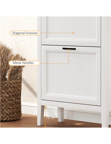 HOMCOM Shoe Cabinet with 3 Flip Drawers, Farmhouse Narrow Shoe Storage Cabinet with Adjustable Shelves, White