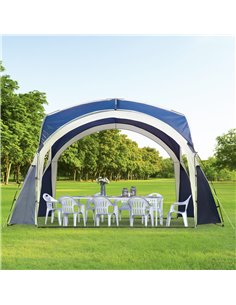 Outsunny 3.5 x 3.5M Gazebo Outdoor Marquee Tent Garden Sun Shelter Patio Spire Arc Pavilion Camp Sun Shade Blue and Grey 2