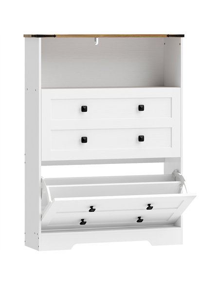 HOMCOM Shoe Cabinet with 2 Flip Drawers, Narrow Shoe Storage Cabinet, White - pic 190975 | FastDaddyshop