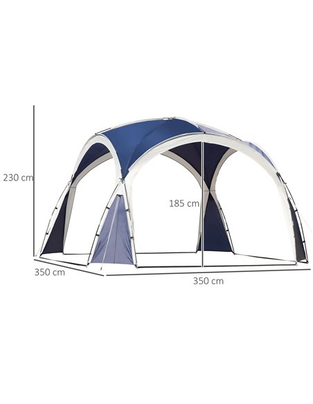 Outsunny 3.5 x 3.5M Gazebo Outdoor Marquee Tent Garden Sun Shelter Patio Spire Arc Pavilion Camp Sun Shade Blue and Grey - pic 19098 | FastDaddyshop