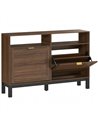 HOMCOM Shoe Cabinet with 2 Flip Drawers, Narrow Shoe Storage Top for Entryway Hallway, Rustic Brown